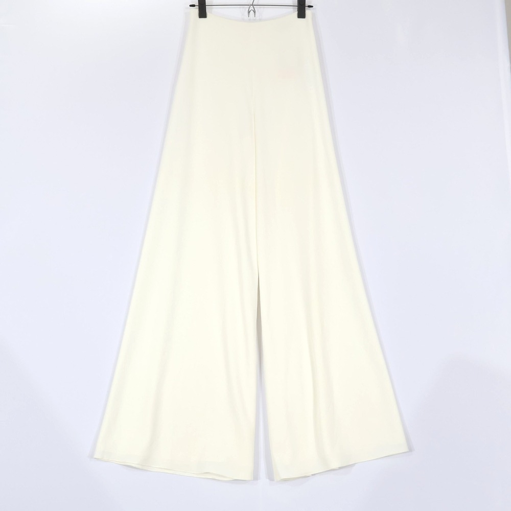 Andres Otalora Crepe Wide Leg Pants Women 4 Cream Minimalist Elegant $430 NWT